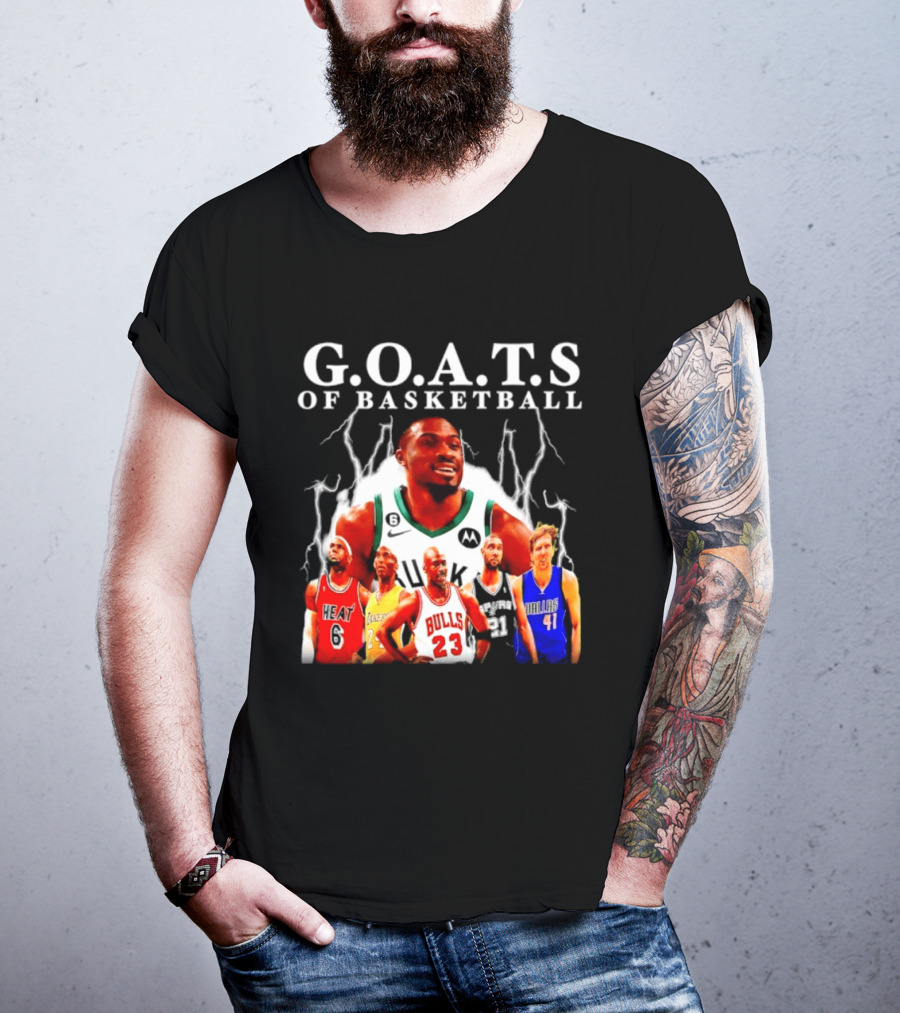 G.O.A.T.S Of Basketball Giannis Antetokounmpo LeBron James Kobe Bryant Michael Jordan Tim Duncan Dirk Nowitzki T-Shirt