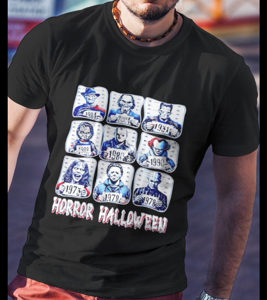Horror Halloween Shot Characters 1973 1978 1980 1984 1988 1990 2004 Iconic Slashers T-Shirt