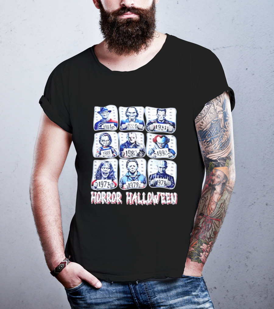 Horror Halloween Shot Characters 1973 1978 1980 1984 1988 1990 2004 Iconic Slashers T-Shirt
