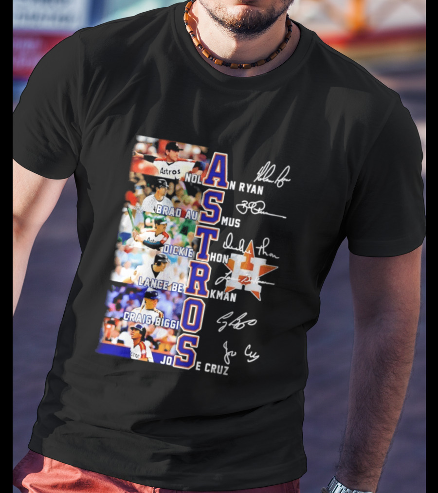 Nolan Ryan Brad Ausmus Dickie Thon Lance Berkman Craig Biggio Jose Cruz Houston Astros Baseball Legends T-Shirt