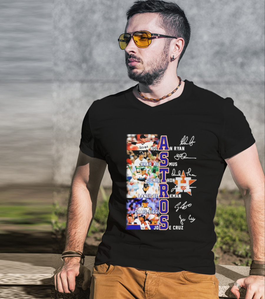 Nolan Ryan Brad Ausmus Dickie Thon Lance Berkman Craig Biggio Jose Cruz Houston Astros Baseball Legends T-Shirt