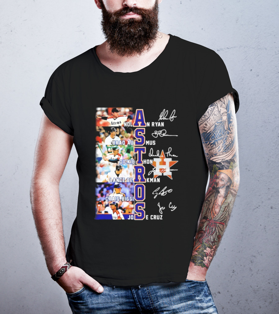 Nolan Ryan Brad Ausmus Dickie Thon Lance Berkman Craig Biggio Jose Cruz Houston Astros Baseball Legends T-Shirt