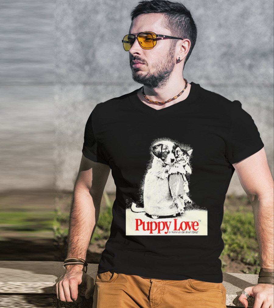 Puppy Love Naive Romance In Print T-Shirt
