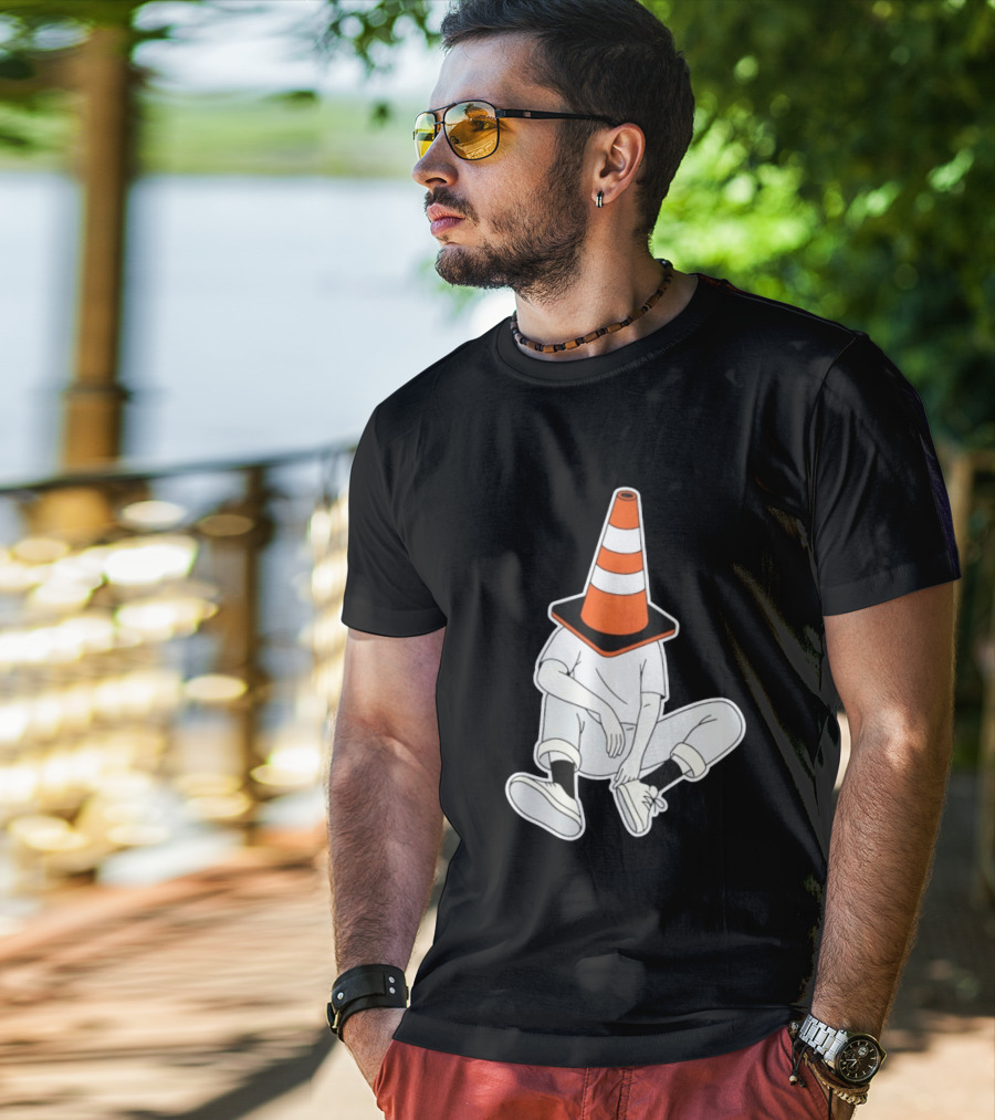 Under Construction Introvert Mode Traffic Cone Head Silent Reflection T-Shirt