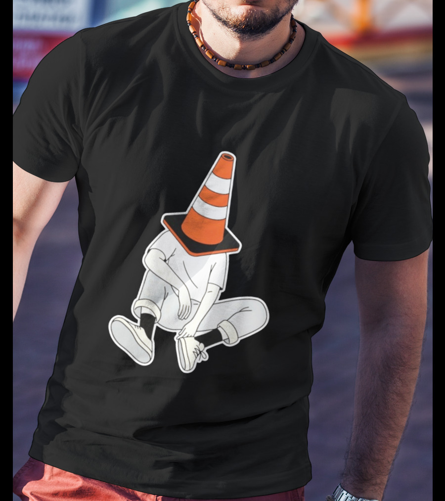 Under Construction Introvert Mode Traffic Cone Head Silent Reflection T-Shirt