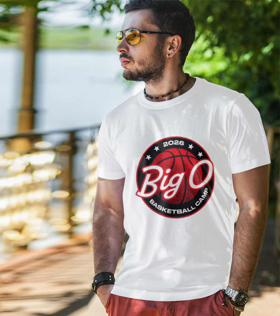 Big O Basketball Camp 2026 Red Basketball Circle Stars T-Shirt