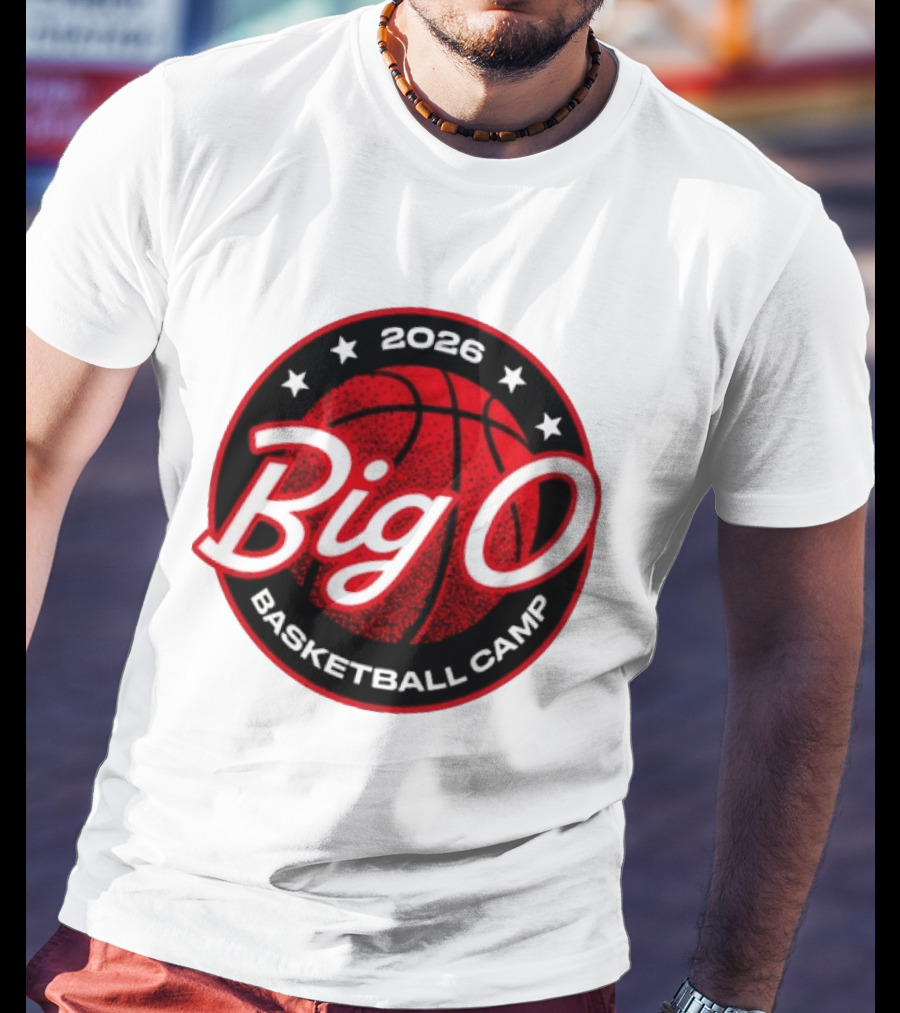 Big O Basketball Camp 2026 Red Basketball Circle Stars T-Shirt