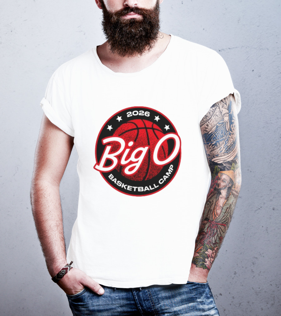 Big O Basketball Camp 2026 Red Basketball Circle Stars T-Shirt
