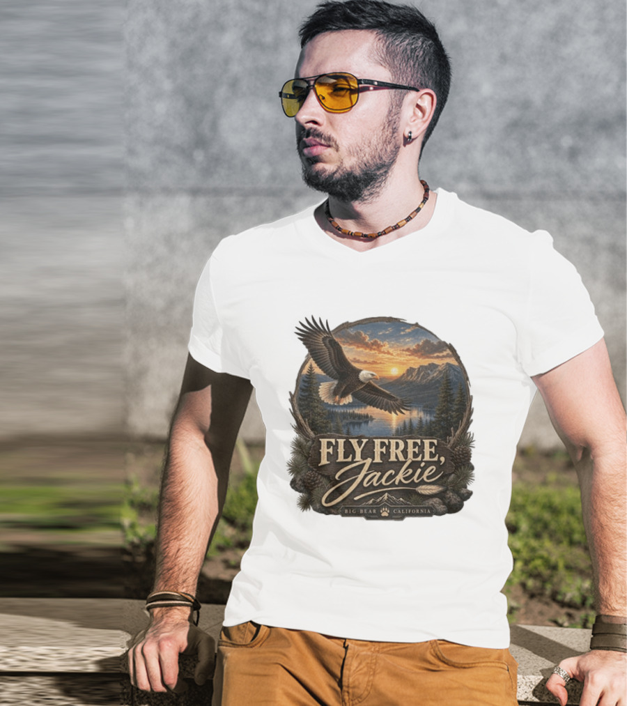 Fly Free Jackie Eagle Soaring Big Bear California Sunset T-Shirt