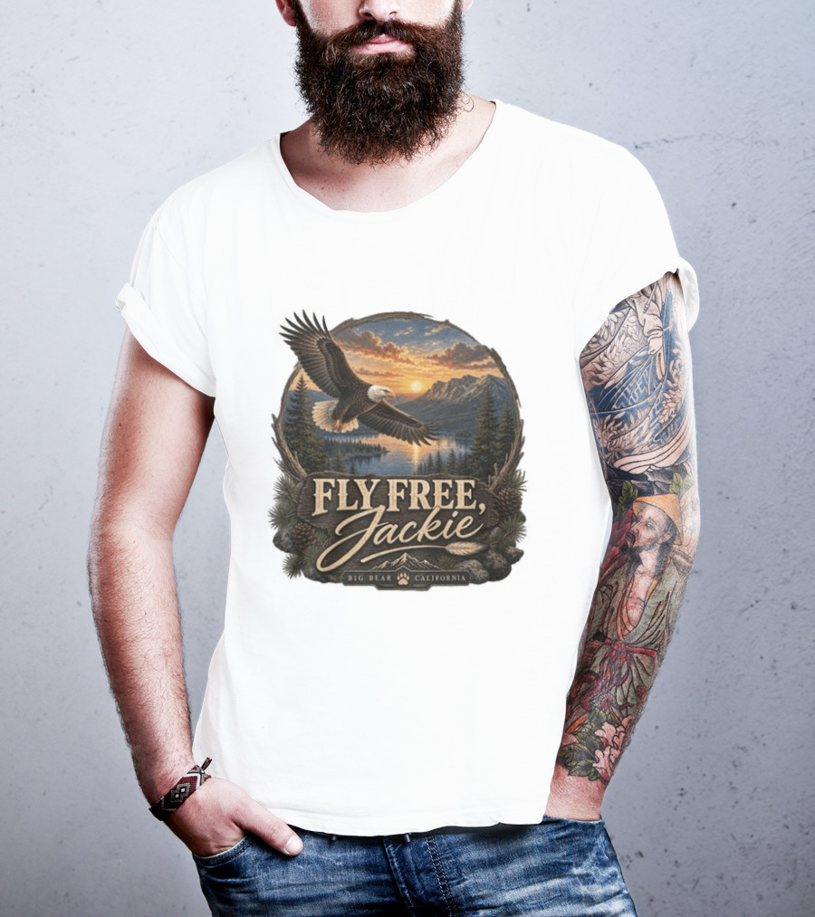 Fly Free Jackie Eagle Soaring Big Bear California Sunset T-Shirt