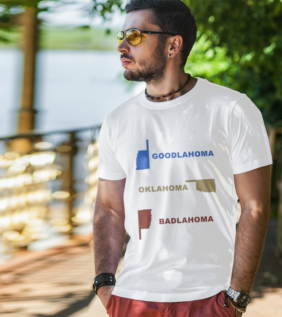 Goodlahoma Oklahoma Badlahoma Map Geography Playful Wordplay T-Shirt