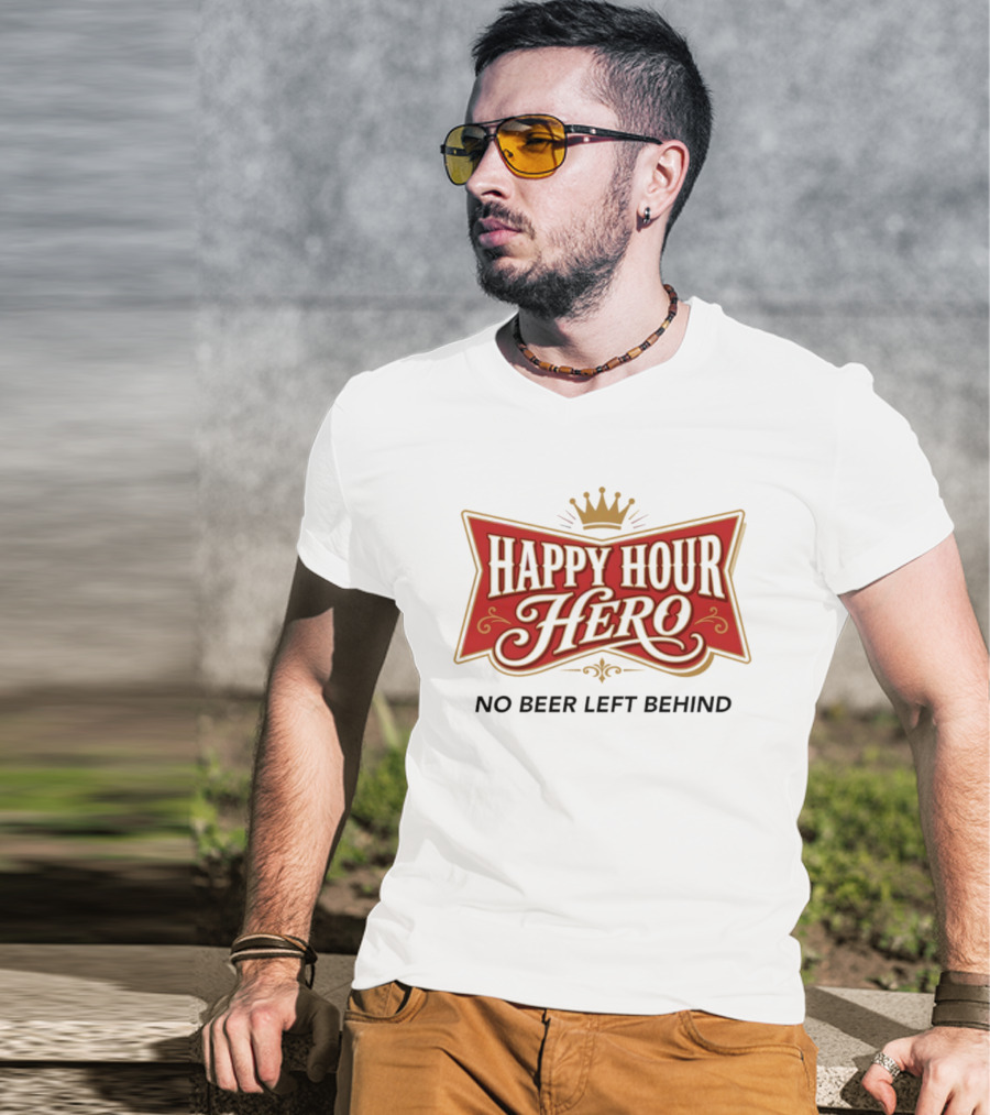 Happy Hour Hero No Beer Left Behind Crown T-Shirt