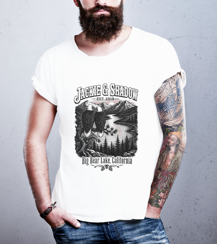 Jackie And Shadow Est 2018 Big Bear Lake California Mountain Scene T-Shirt