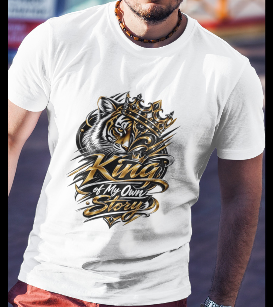 King Of My Own Story Tiger Crown Motif T-Shirt