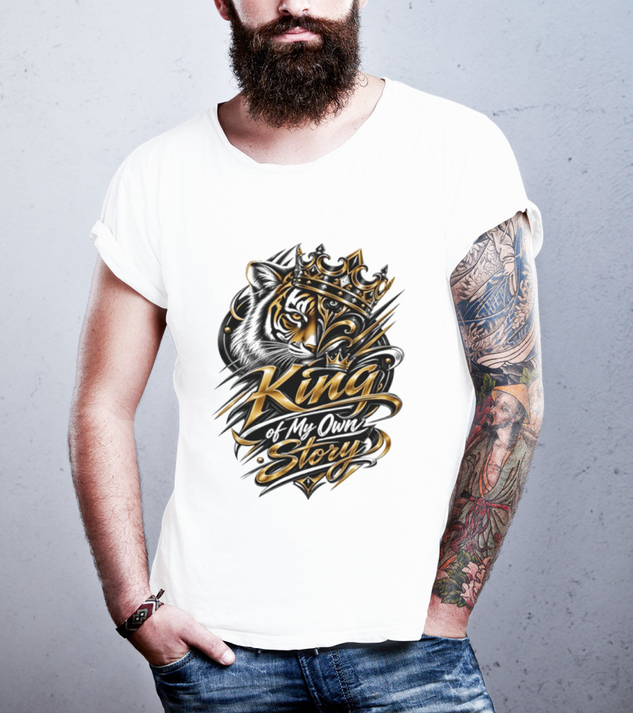 King Of My Own Story Tiger Crown Motif T-Shirt
