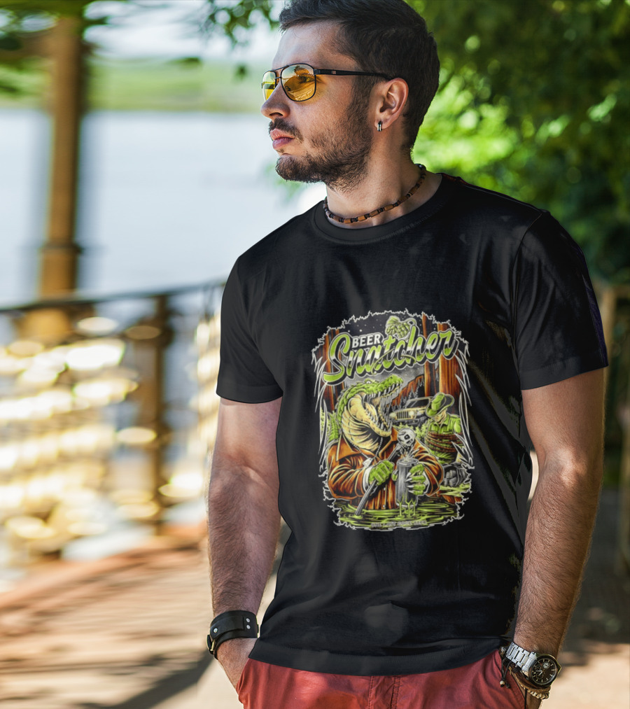 Beer Snatcher Alligator One Last Good Beer Hunter Scene T-Shirt