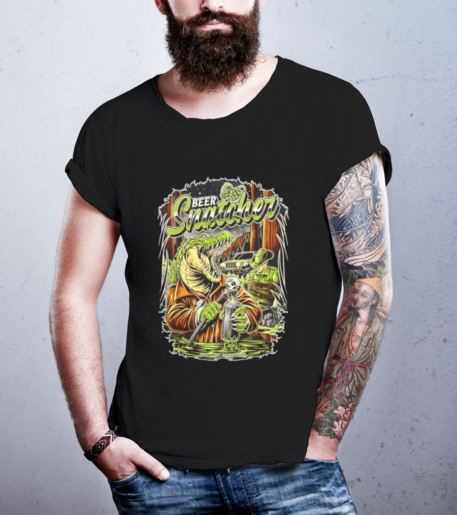 Beer Snatcher Alligator One Last Good Beer Hunter Scene T-Shirt