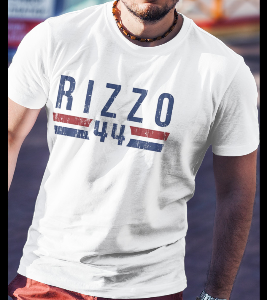Anthony Rizzo 44 Chicago Cubs MLB 2026 Name And Number Blue Red T-Shirt