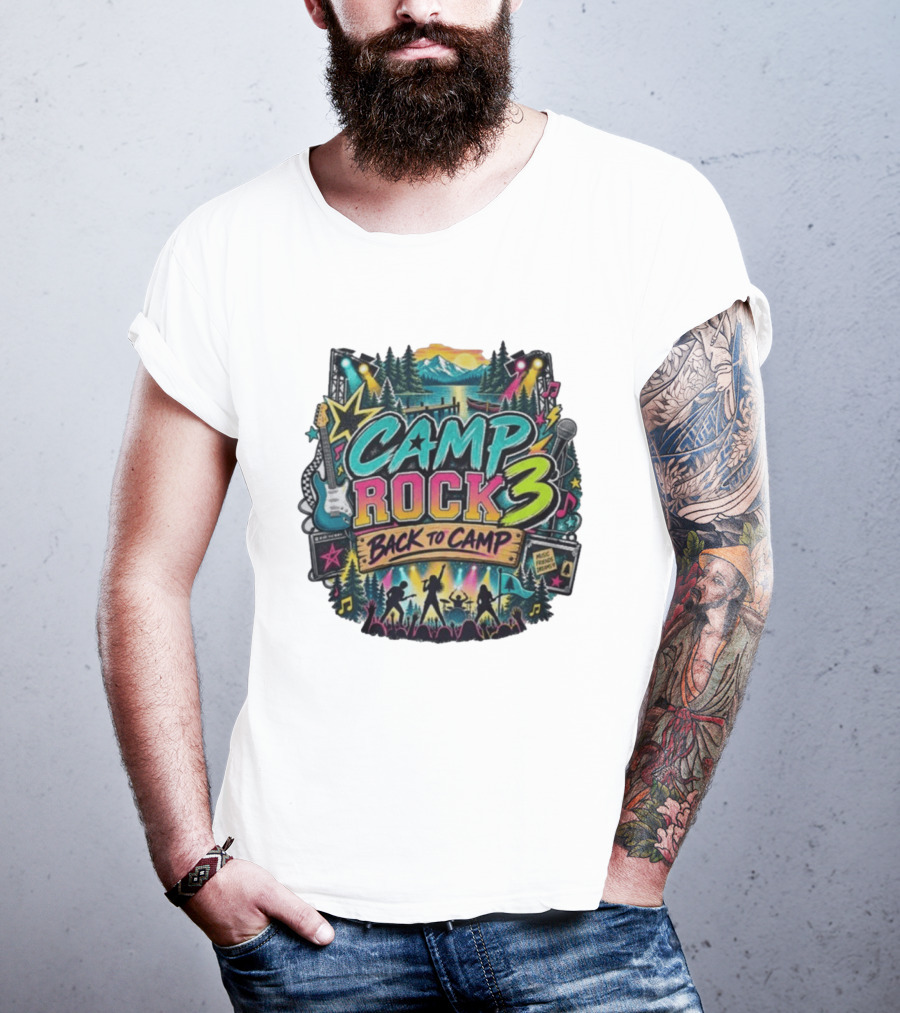 Camp Rock 3 Back To Camp Music Stage Adventure With Guitars And Stars T-Shirt