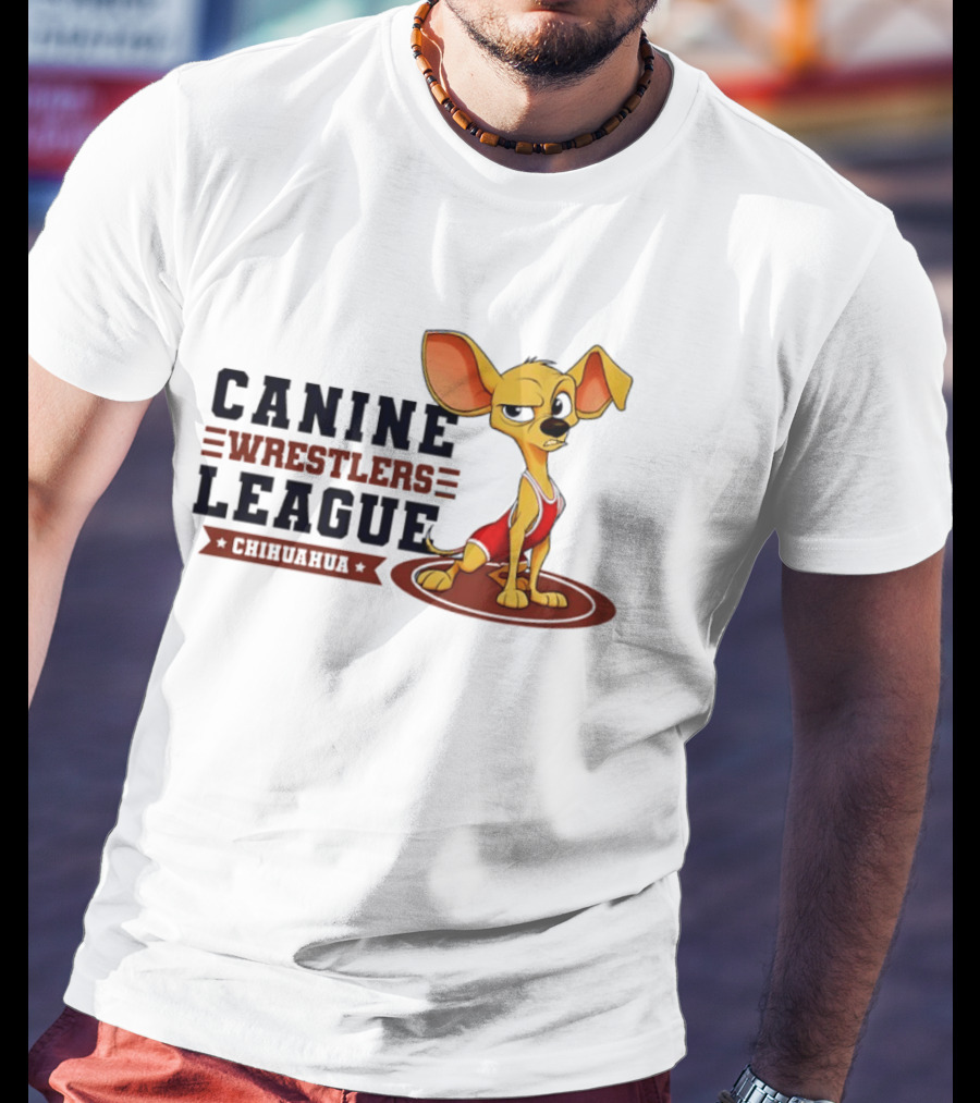 Canine Wrestlers League Chihuahua Wrestler Cartoon T-Shirt