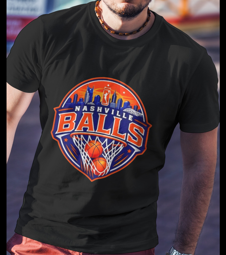 Nashville Balls Basketball Sports Skyline And Net T-Shirt