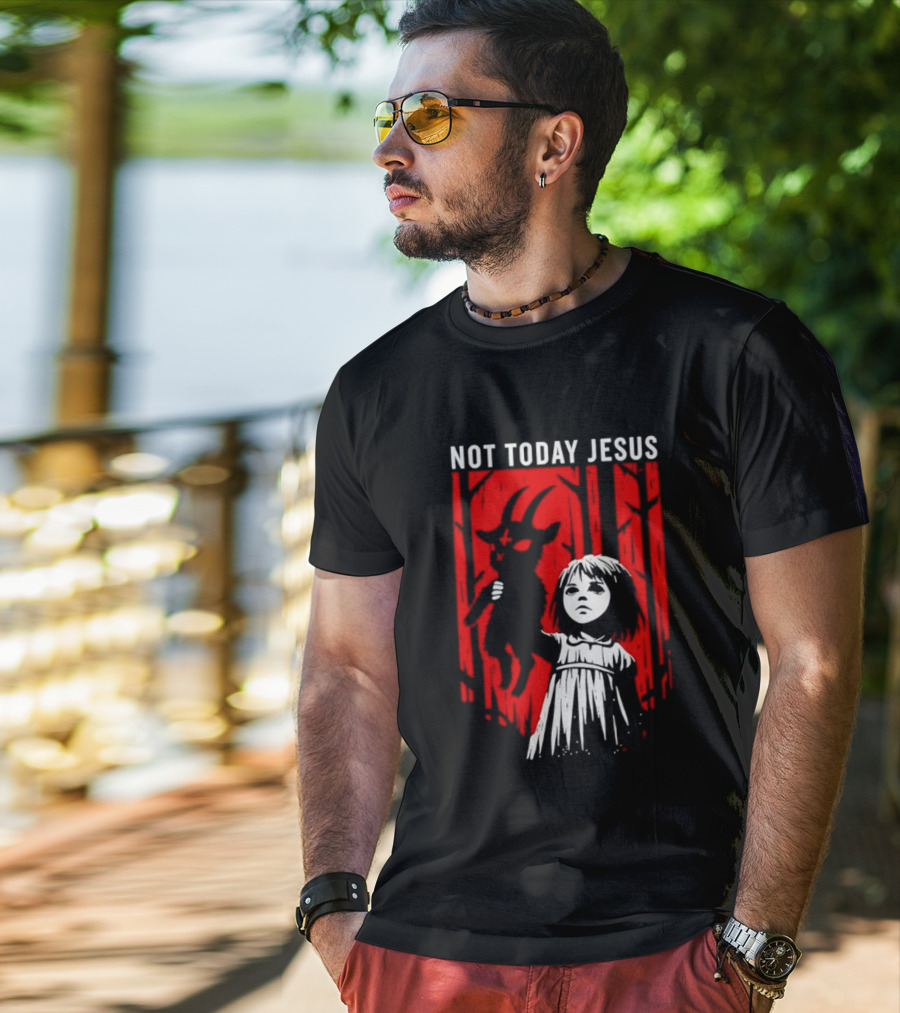 Not Today Jesus Satanic Goat Occult Gothic Girl T-Shirt