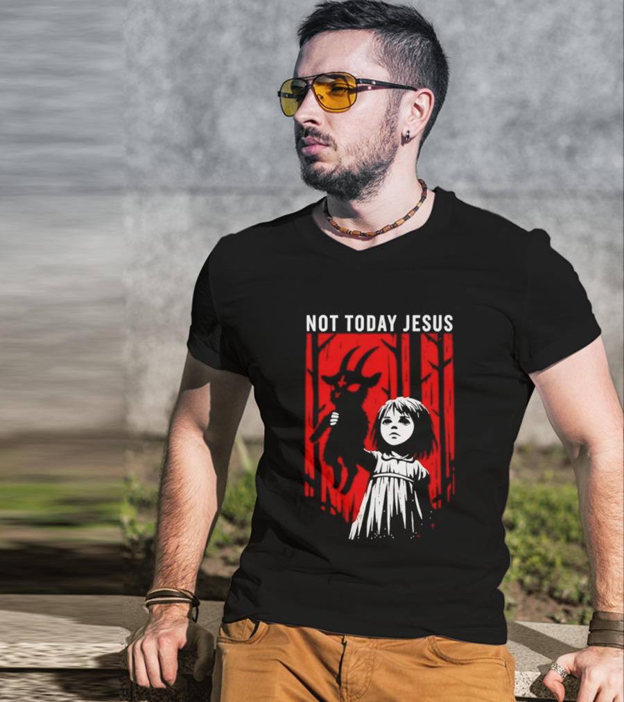 Not Today Jesus Satanic Goat Occult Gothic Girl T-Shirt