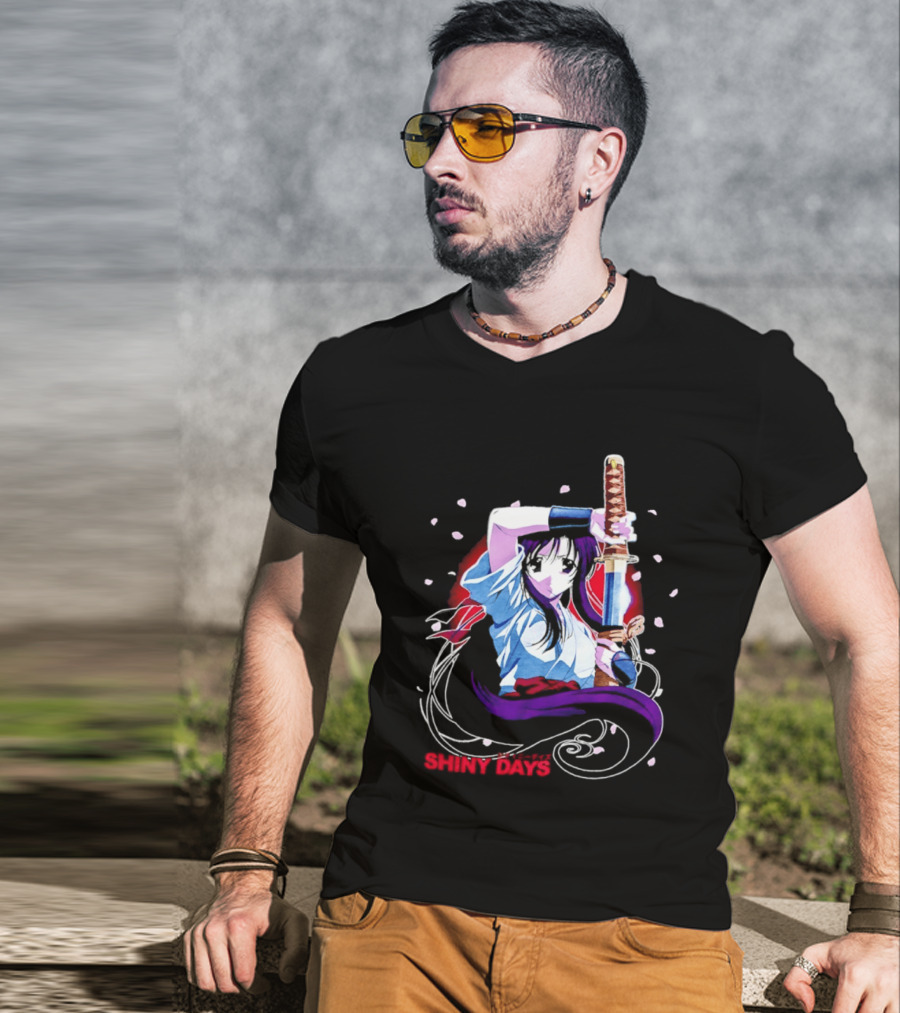 Shiny Days Anime Girl Katana Samurai T-Shirt