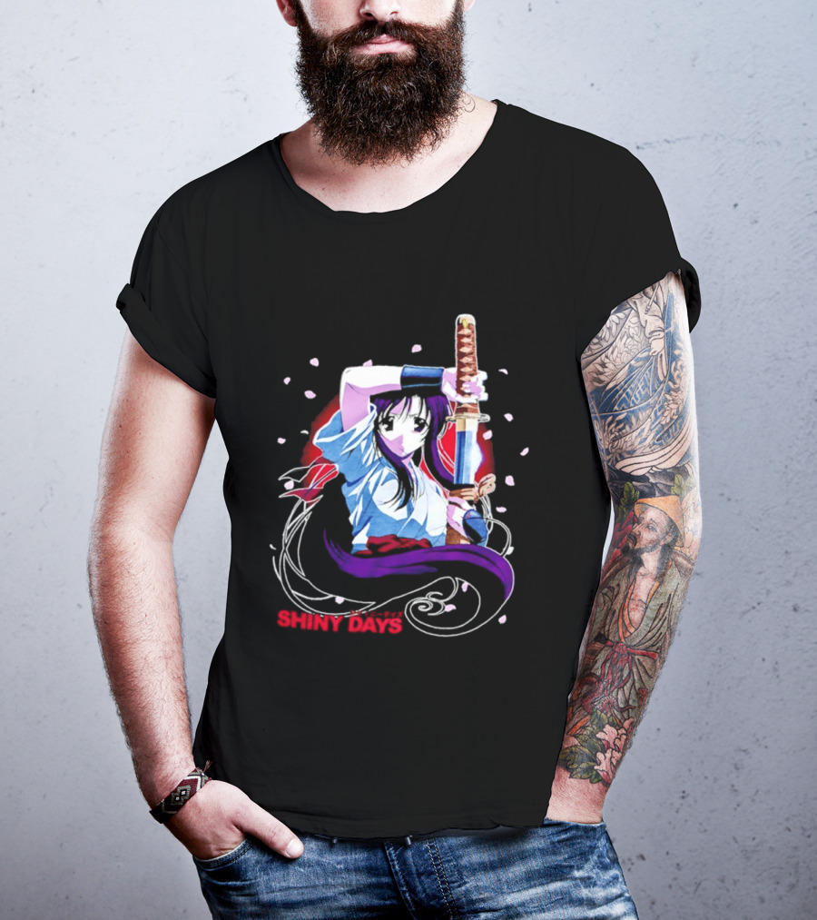 Shiny Days Anime Girl Katana Samurai T-Shirt