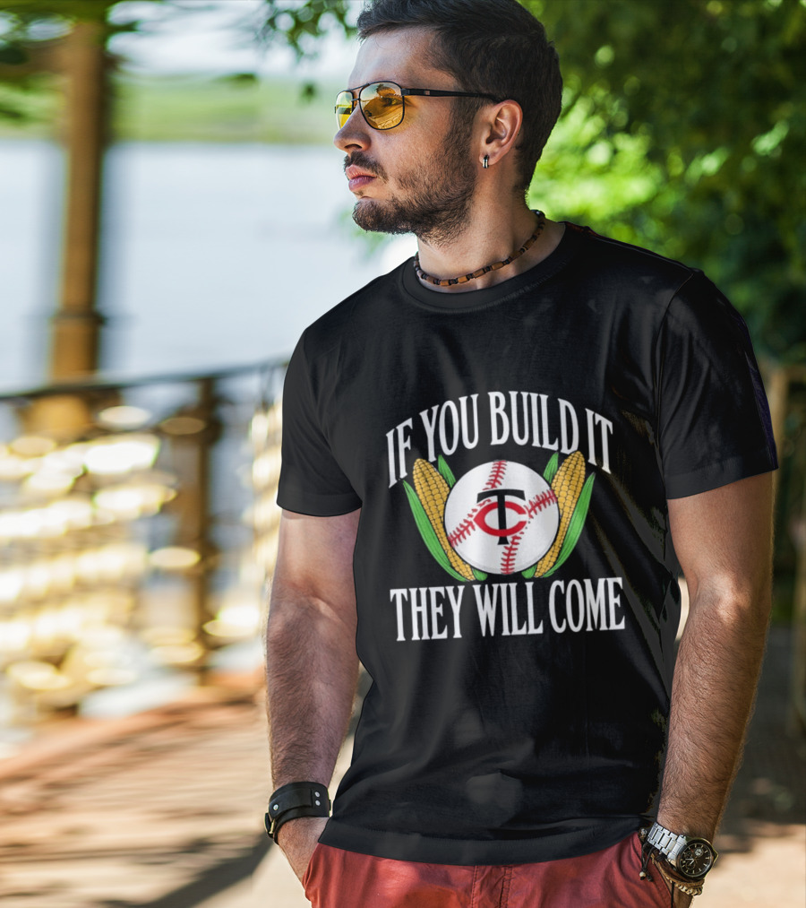 Twins If You Build It They Will Come Baseball Cornfield T-Shirt