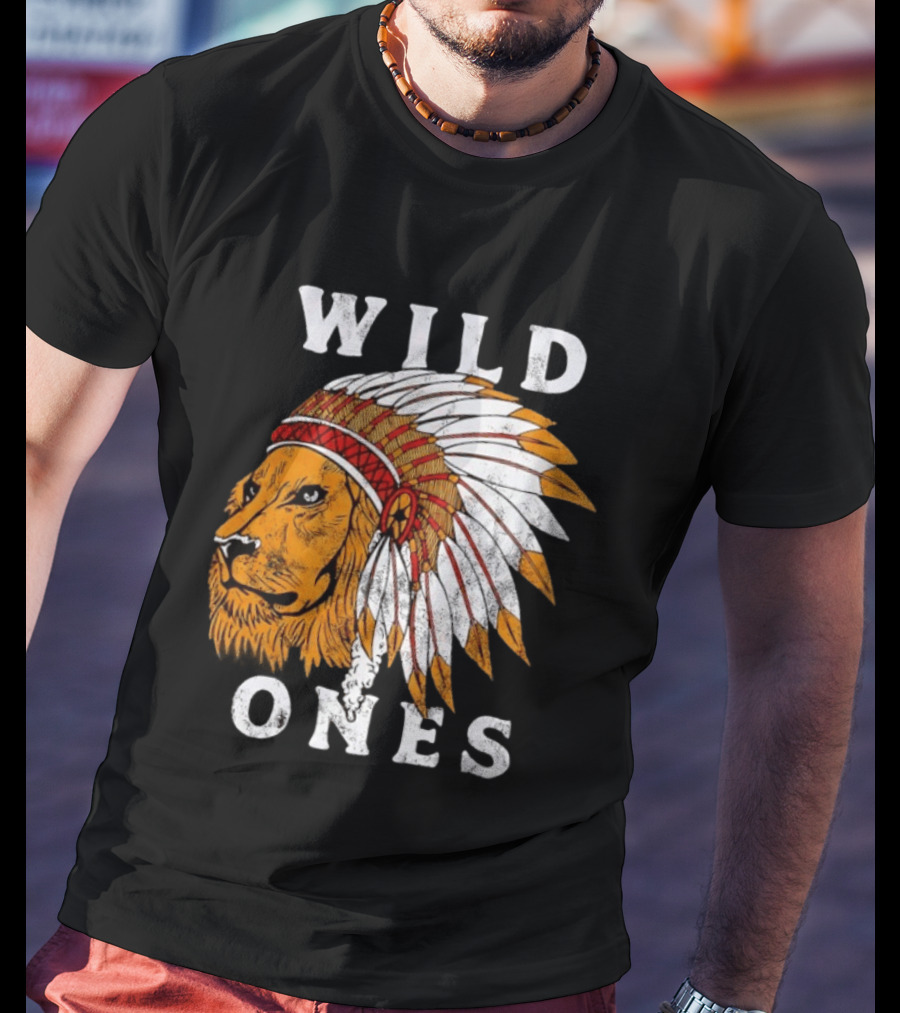 Wild Ones Lion Native American Headdress T-Shirt