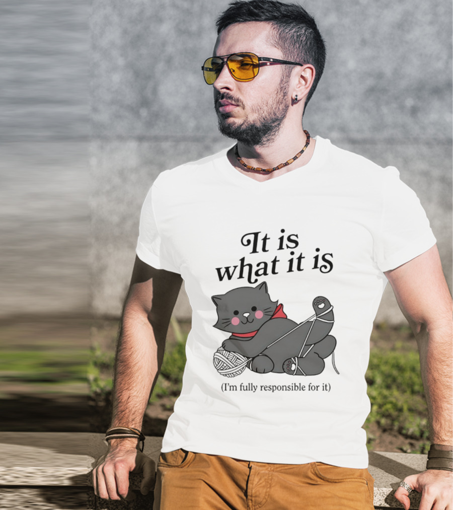 It Is What It Is Playful Cat With Yarn I'm Fully Responsible For It T-Shirt