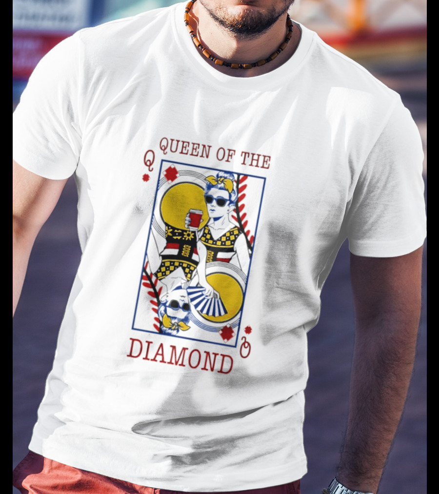 Queen Of The Diamond Playing Card Baseball T-Shirt