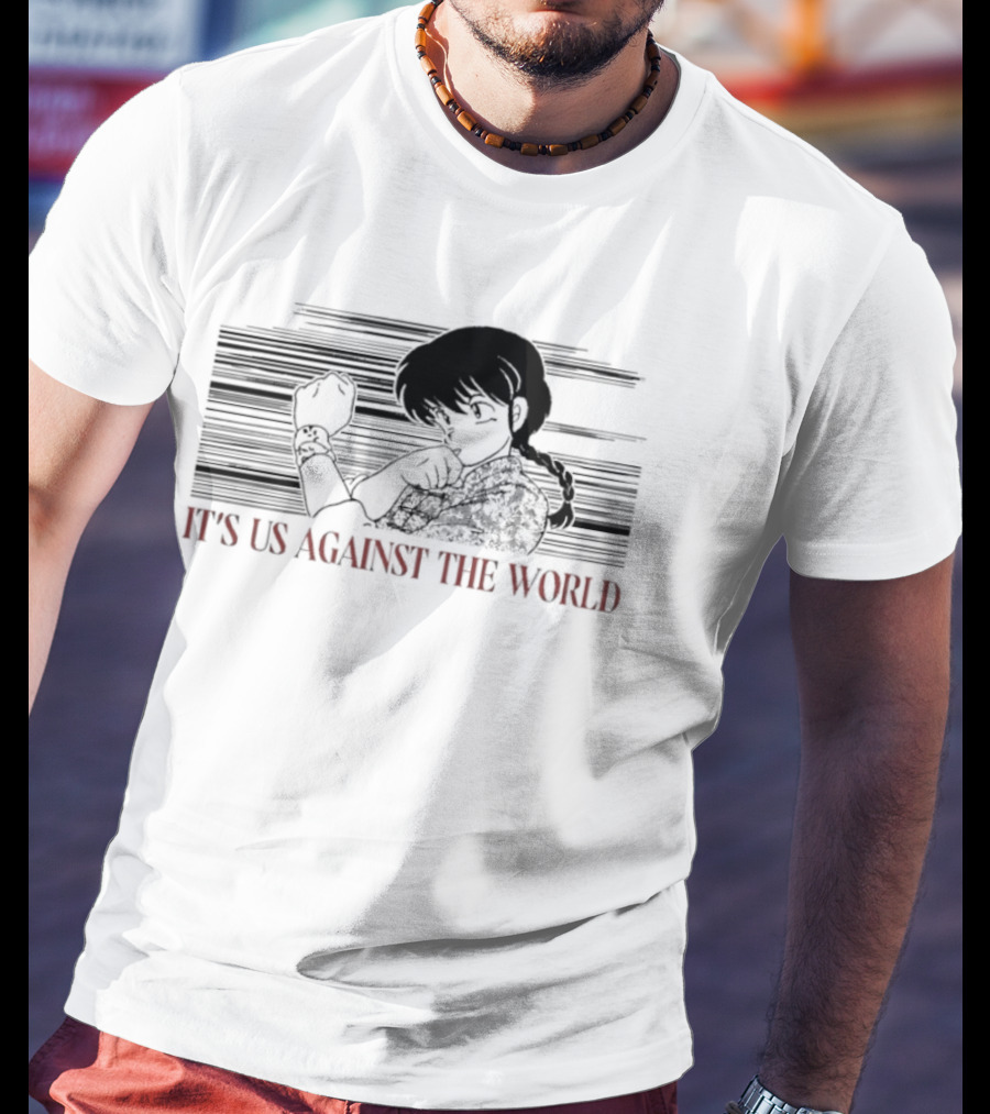 Ranma Saotome It's Us Against The World Anime Iconic Manga T-Shirt
