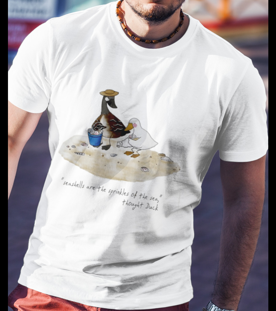 Seashells Are The Sprinkles Of The Sea Duck Holding Bucket T-Shirt