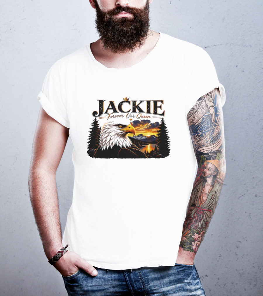 Jackie Forever Our Queen Eagle Sunset Mountain Scene T-Shirt