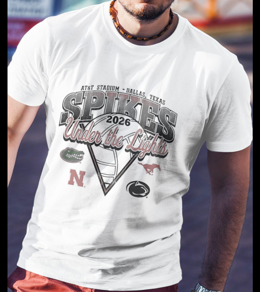 AT&T Stadium Spikes Under The Lights 2026 Dallas Texas Gators Huskers Mustangs Football Event T-Shirt