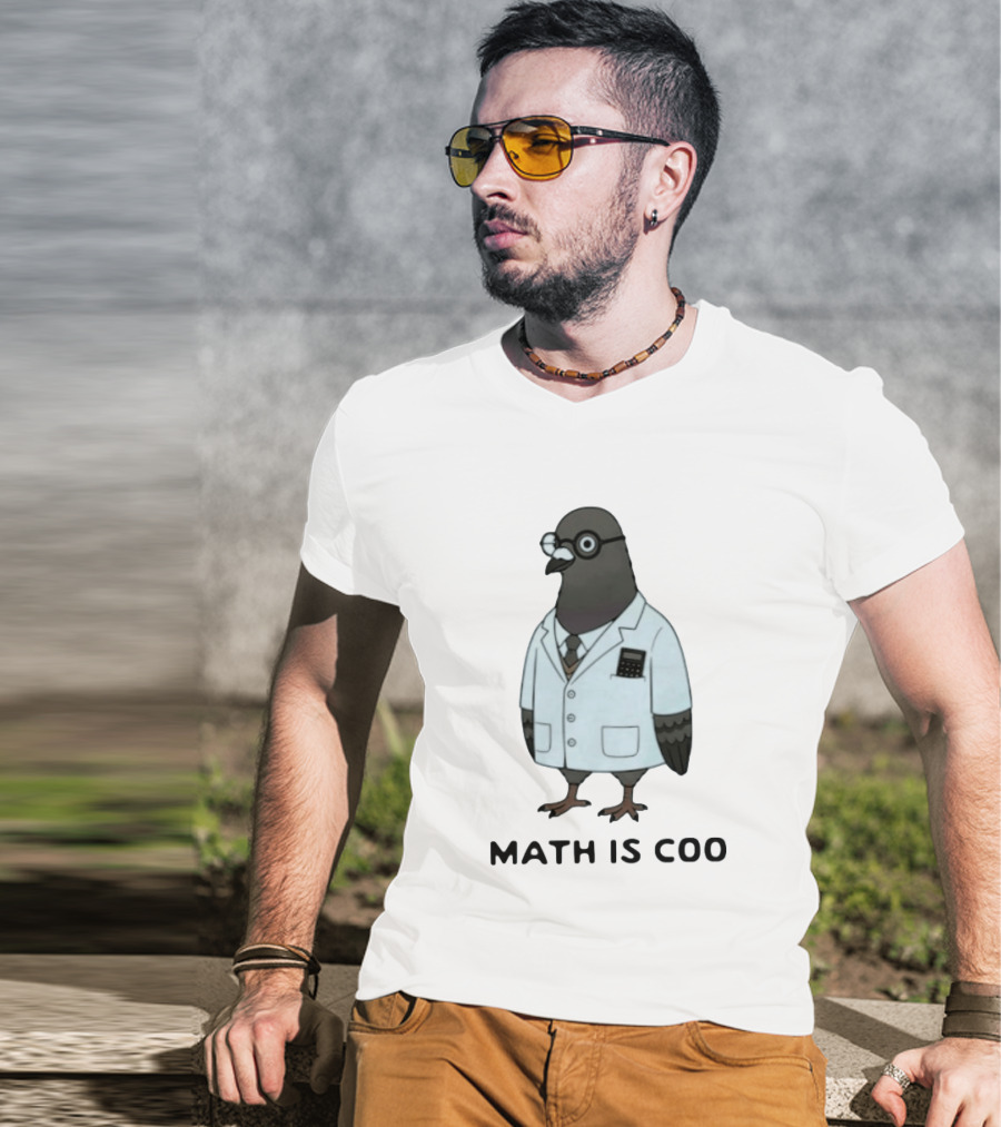 Quirky Math Is Coo Pigeon Scientist Bird With Calculator And Glasses T-Shirt