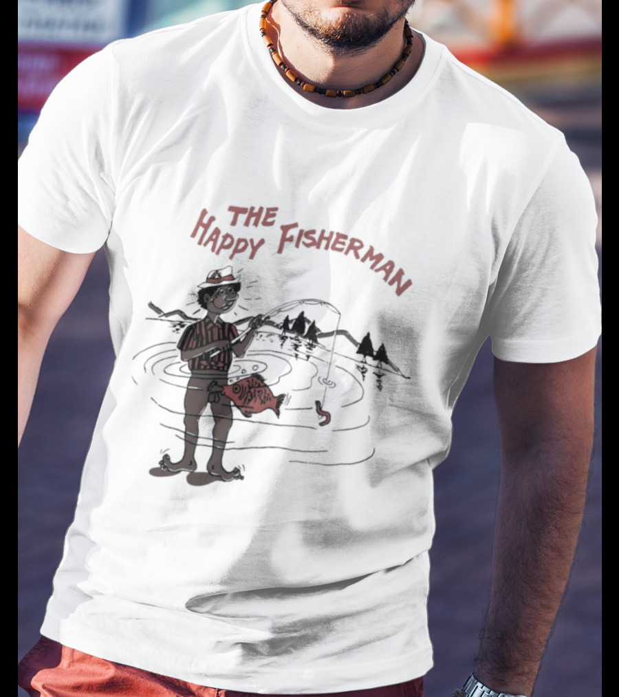 The Happy Fisherman Catching Fish In Scenic Lake Humor T-Shirt