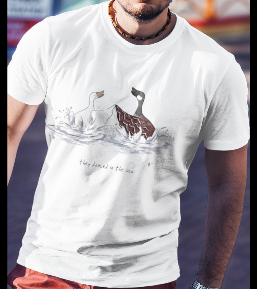 They Danced In The Sea Goose Ducks Watercolor T-Shirt