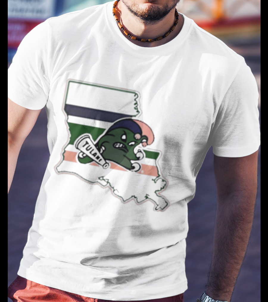 Tulane Green Wave Louisiana State Mardi Gras Map T-Shirt