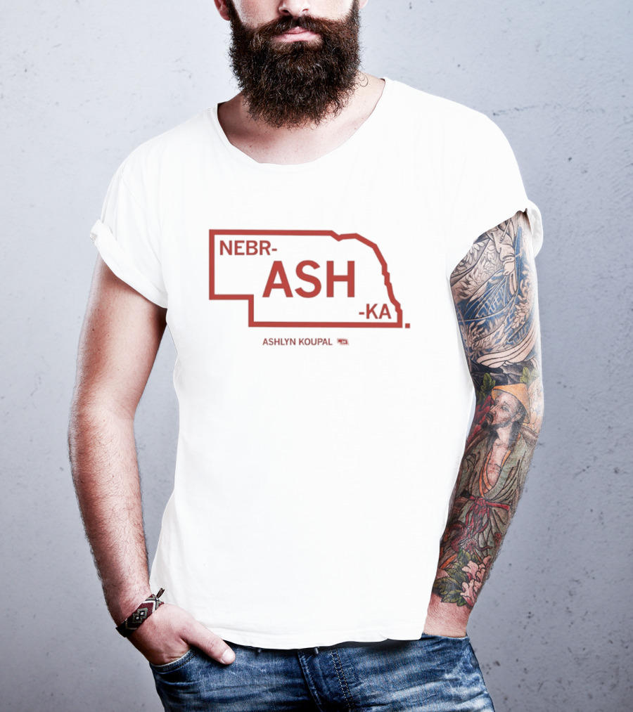 NebrASHka Ashlyn Koupal Nebraska Map ASH Bold Red T-Shirt