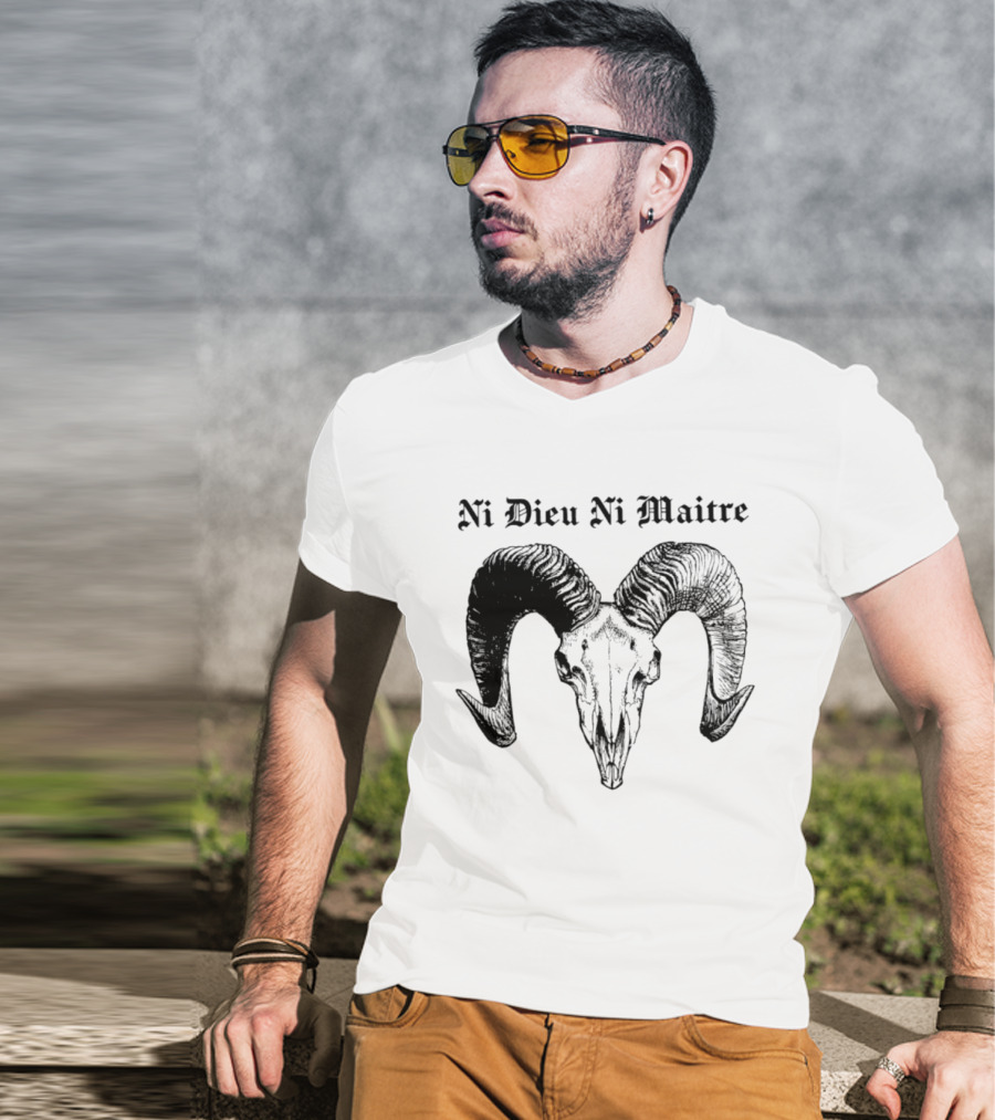 Ni Dieu Ni Maitre Ram Skull Anarchist T-Shirt