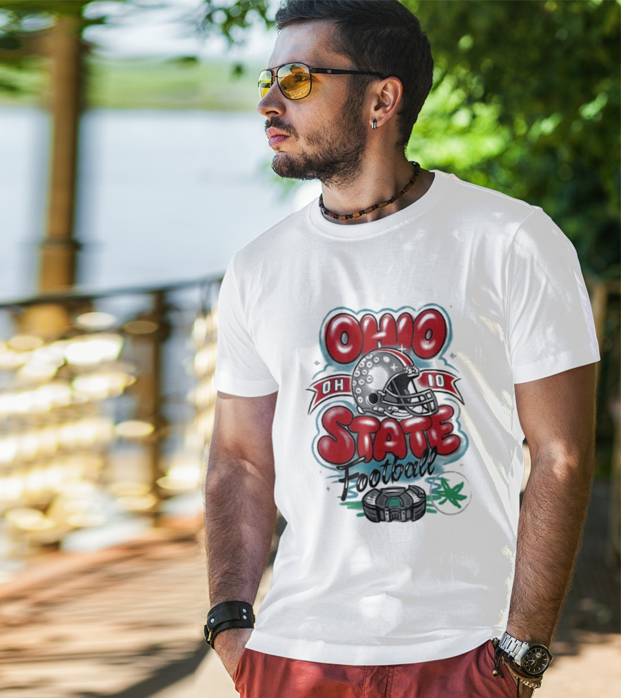 Ohio State Buckeyes Football 90s Bootleg Airbrush Helmet Stadium T-Shirt