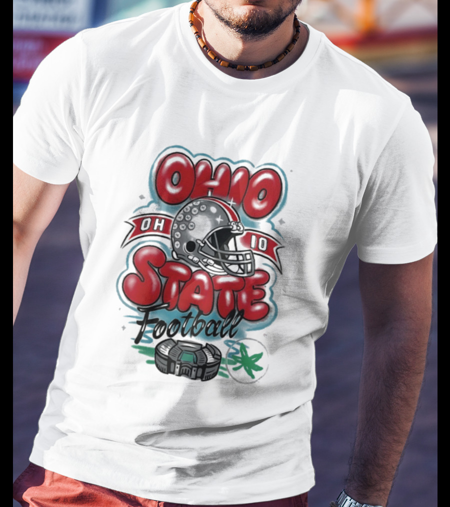 Ohio State Buckeyes Football 90s Bootleg Airbrush Helmet Stadium T-Shirt