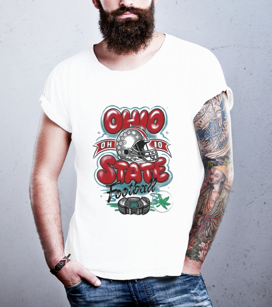 Ohio State Buckeyes Football 90s Bootleg Airbrush Helmet Stadium T-Shirt