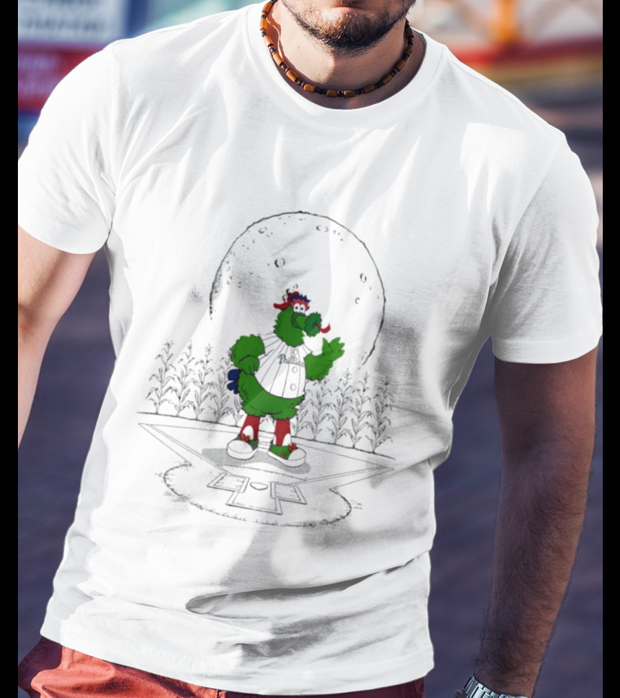 Philadelphia Phillies Phanatic MLB 2026 Season Field Of Dreams Moonlit Scene T-Shirt