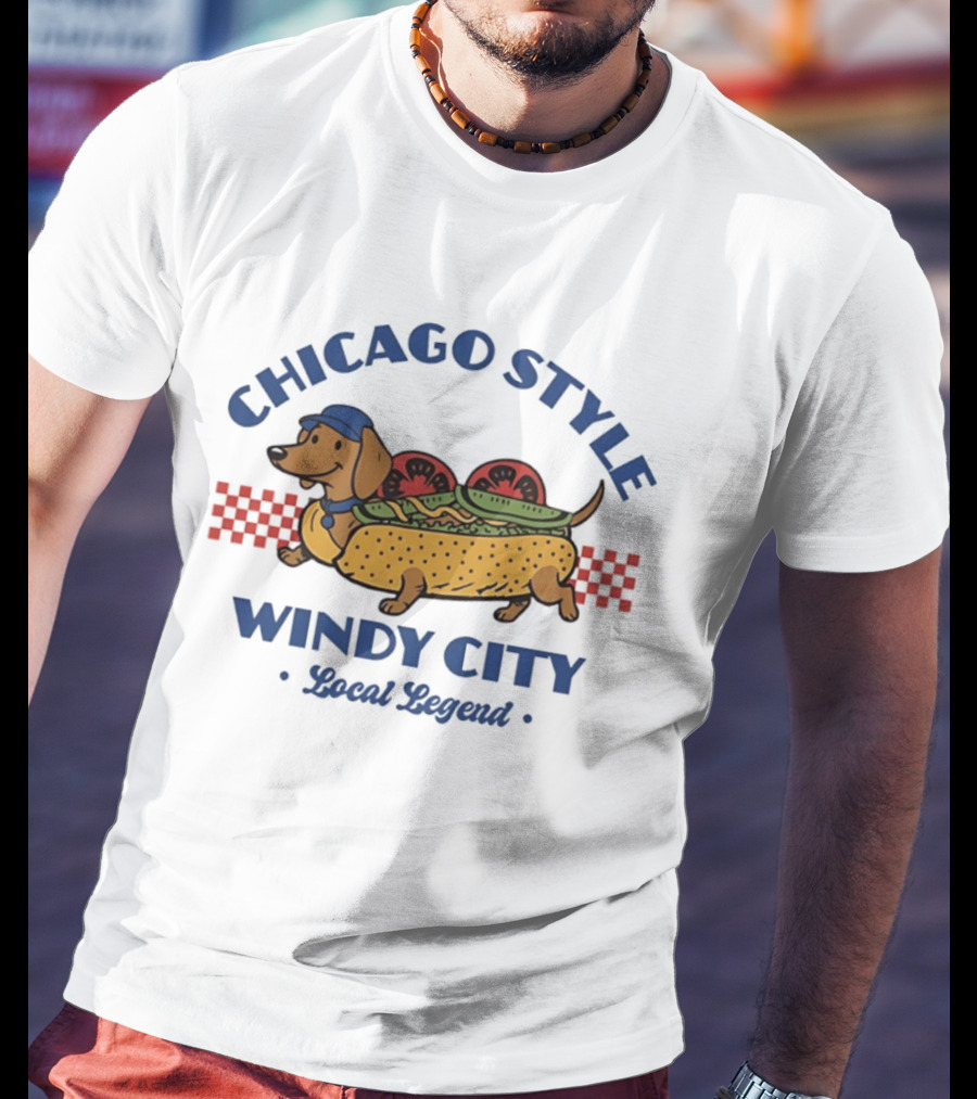 Chicago Style Windy City Local Legend Dachshund Hot Dog T-Shirt