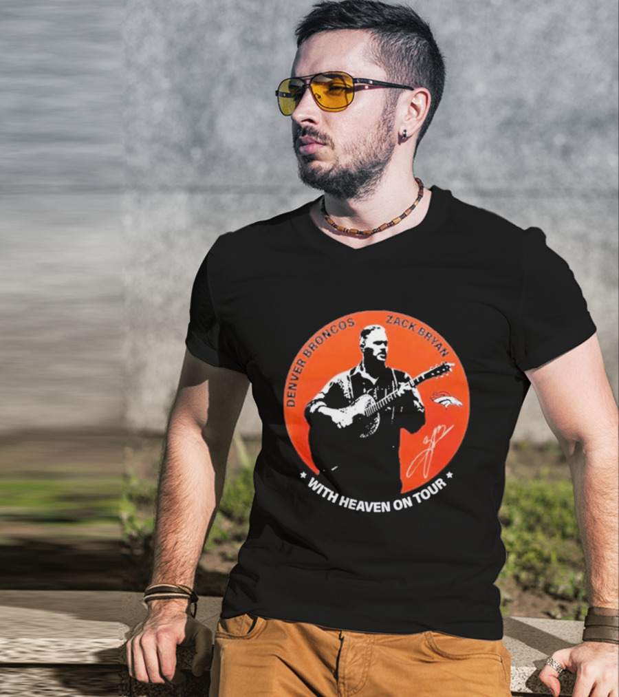 Denver Broncos 2026 Zach Bryan With Heaven On Tour Football Collaboration T-Shirt