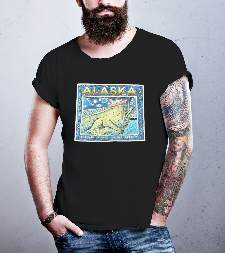 Alaska For The Halibut Fishing Adventure Under Moonlit Sky T-Shirt